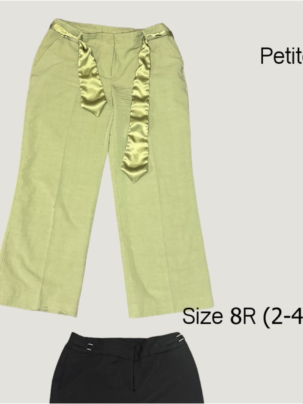 Petite Wide-Leg Satin-Tie Pants in Light Green - Women